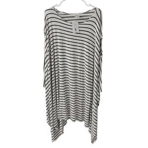 Love In White/Navy Striped Rayon Poncho Tee - Small
